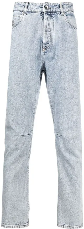 Stonewashed Straight-Leg Jeans