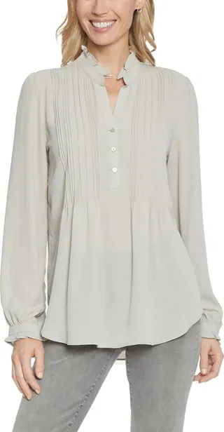 Womens Pleated Ruffled Tunic Top