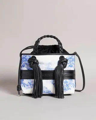 New Romantic Tassel Mini Tote Bag in White