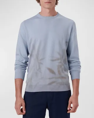 Men's Leaf-Print Crew Sweater