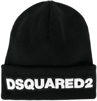 Logo Patch Ribbed Beanie