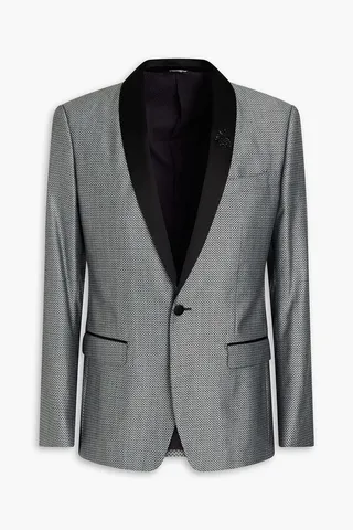 Herringbone jacquard tuxedo jacket