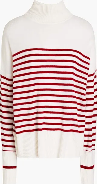 Striped cashmere turtleneck sweater