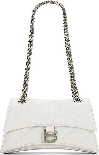 Balenciaga Small Crush Chain Shoulder Bag in White