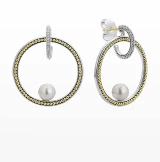 Luna Pearl Circle Drop Earrings