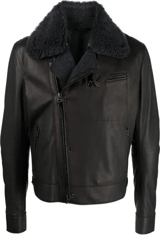 Long-Sleeve Leather Jacket