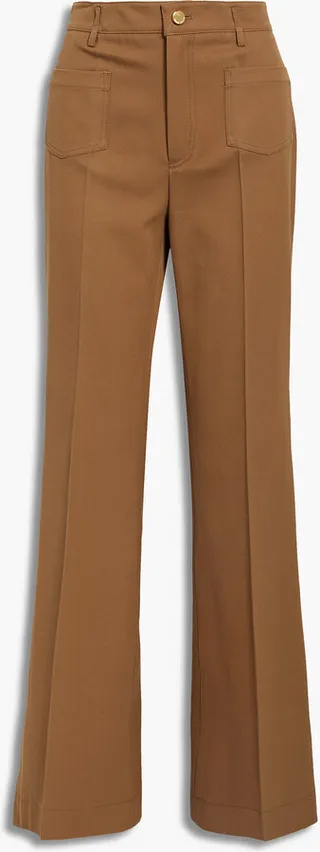 Cotton and wool-blend twill flared pants