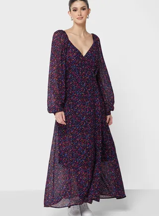 Floral Print Wrap Dress