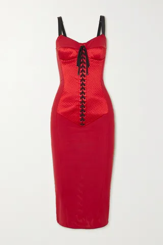 Dolce & Gabbana - Lace-up Satin Dress - Red