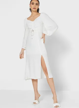 Audra Ruched Front Split Dress