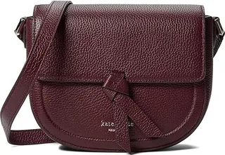 Kate Spade New York Knott Pebbled Leather Medium Saddle Bag (Grenache) Handbags