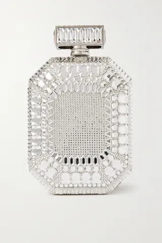 JUDITH LEIBER COUTURE - Perfume Bottle Crystal-embellished Silver-tone Clutch - One size