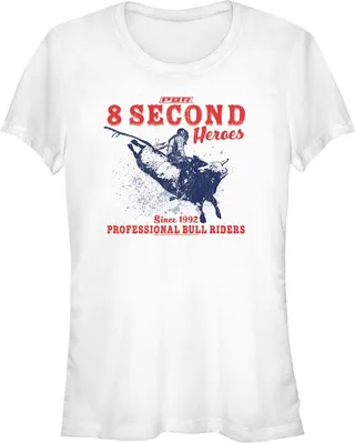 Junior's Professional Bull Riders 8 Second Heroes T-Shirt - White - 2X Large