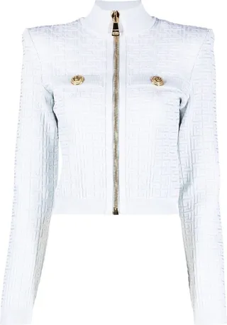 Monogram-Motif Cropped Bomber Jacket