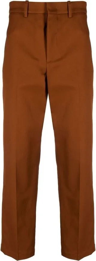 Straight-Leg Stretch-Cotton Trousers
