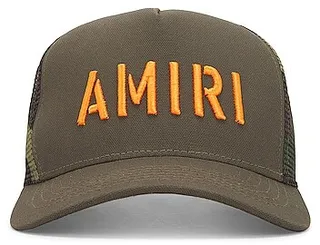 Amiri Arts Stencil Trucker Hat in Army