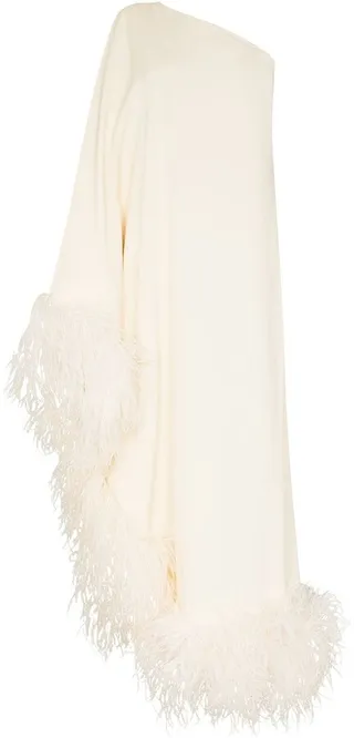 Ubud feather-trim gown