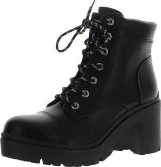 Quenton 3 Womens Faux Leather Lug Sole Combat & Lace-up Boots