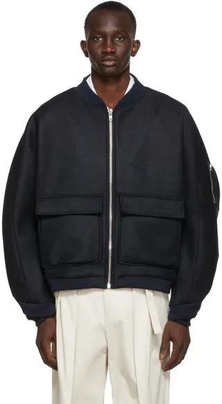 Henrik Vibskov Navy Chop Bomber Jacket