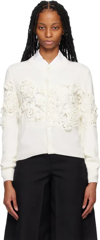 Comme des Garçons Girl White Floral Cardigan