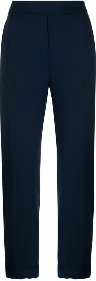 Elasticated-Waist Straight Trousers