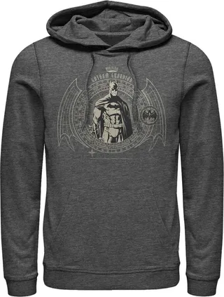 Men's Batman Secret Code Circle Pull Over Hoodie - Charcoal Heather - 2X Large