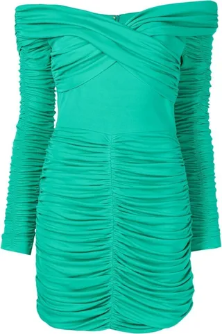 Edie ruched off-shoulder mini dress