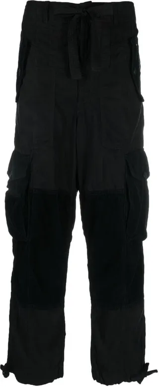 Black Cropped Leg Cargo Trousers