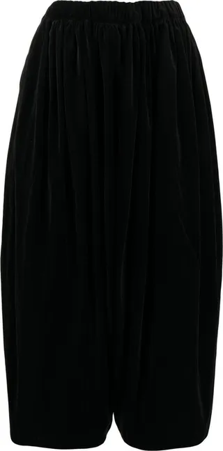 Velvet Wide-Leg Cropped Trousers