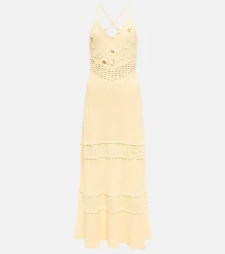 Linen and silk knit midi dress