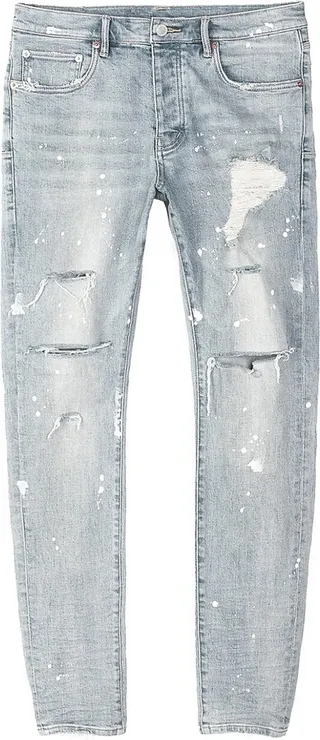 P001 Paint Splatter Distressed Skinny Jeans