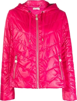 Chevron-Quilt Hooded Jacket