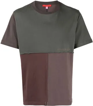panelled-design cotton T-shirt