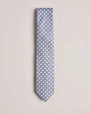 Flower Pattern Silk Tie in Silver