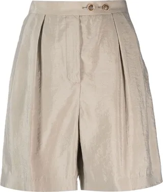 Pleat-Detail High-Waisted Shorts