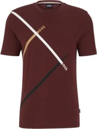 Cotton-jersey T-shirt with signature-stripe logo print