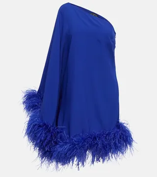 Piccolo Ubud feather-trimmed minidress