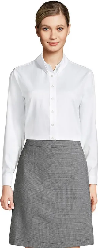 Lands' End School Uniform Women's Long Sleeve No Iron Pinpoint Shirt - X Large - White