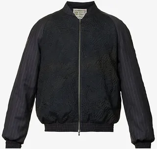 ens Floral Floral-embroidered Silk and Wool-blend Bomber Jacket