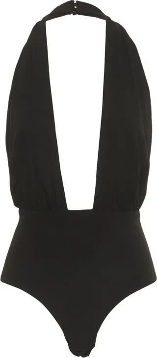 Viscose draped cross halter neck body