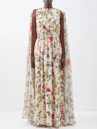 Haywards Floral-print Silk Cape