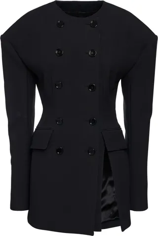 Oversize double wool crepe blazer dress