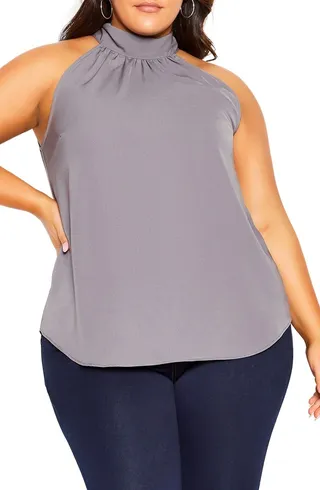 Tie Back Halter Neck Satin Top