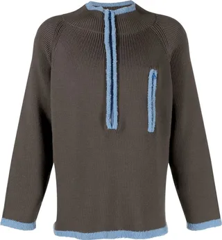 Zip-Front Knitted Sweater