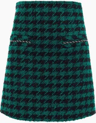 Claudie embellished houndstooth bouclé-tweed mini skirt