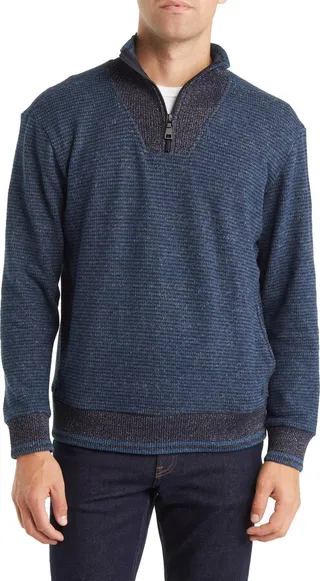 Stripe Quarter Zip Sweater