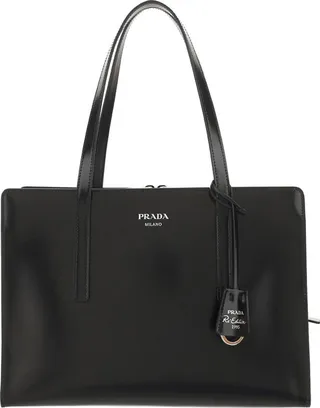 Prada Logo Printed Zipped Tote Bag