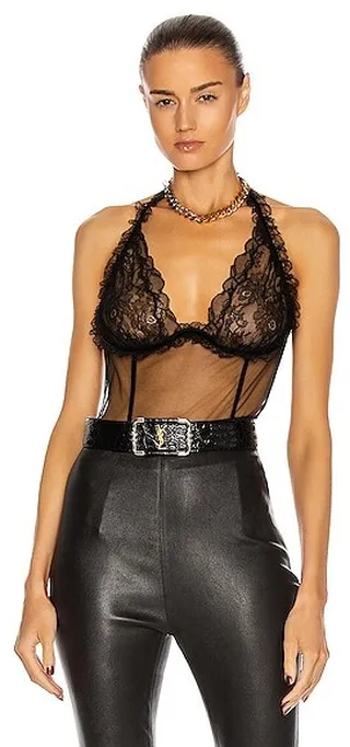 Saint Laurent Lace Bodysuit in Black