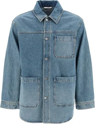 Valentino Buttoned Long-Sleeved Denim Jacket