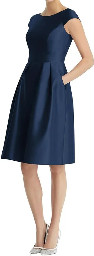 Cap Sleeve Pleated Cocktail Dress